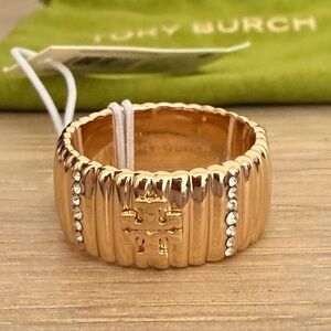 Tory Burch Textured Rope Pave Ring 9